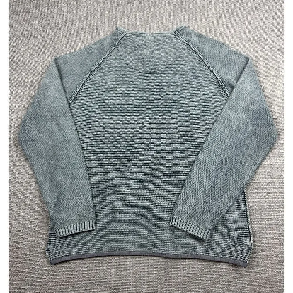Carbon2Cobalt Effortlessly Cool Henley Sweater Blue Mens Medium Cotton